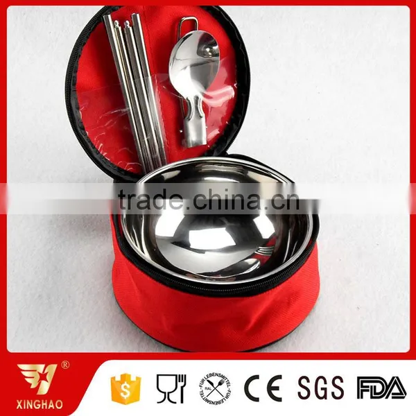 Stainless Steel Mixing Bowl With Foldable Spoon and Chopsticks in Nylon Bag photo-3