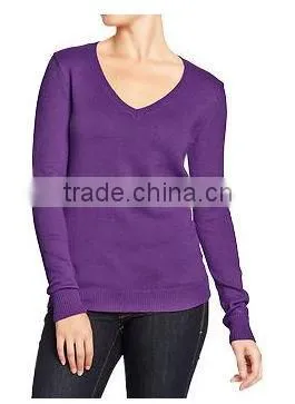 Factory Price Wholesale Women's V Neck Sweater New Design Blank Sweaters photo-3