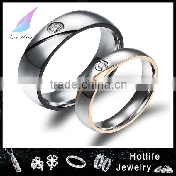 Good Quality Zirconia Stainless Steel Ring Jewellery Wholesale Cheap Couple Rings