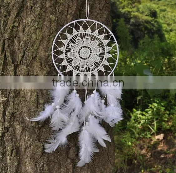 Plait Large White Dream Catcher - White Fringe White Crocheted Mandala - Custom Dreamcatcher - Bohemian Crochet Dream Catcher