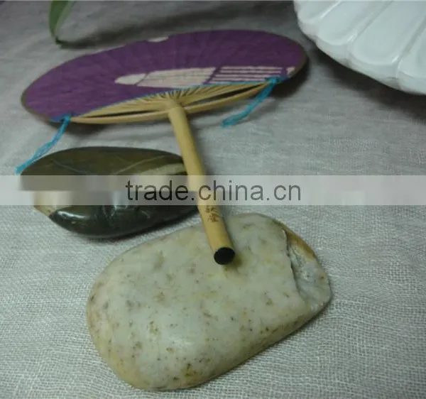 Printed Ramie& Bamboo Round Handmade Fan photo-4