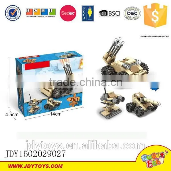 Building Block Platic Tank 3 in 1 Toy Brick Military Toys Changeable 3 Style Tank photo-2