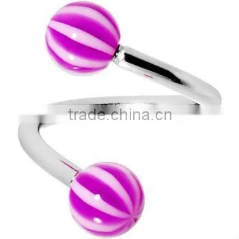 Violet BEACH BALL Spiral Twister Belly Ring