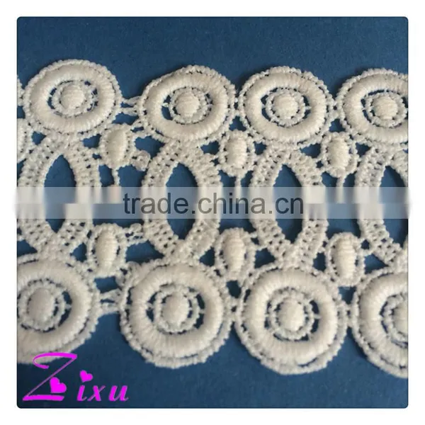 Water Soluble Guipure White Polyester Dresses Lace Trimming