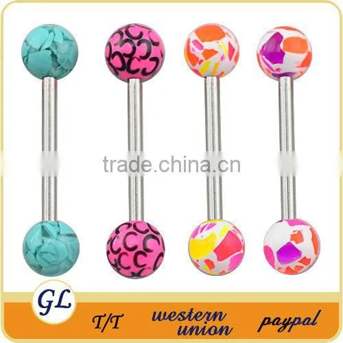 TR01068 Tongue Barbell Colorful Tongue Piercing