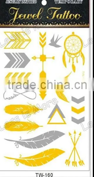 Fashion Star Metallic Sticker Gold and Silver Flash Temporary Tattoos