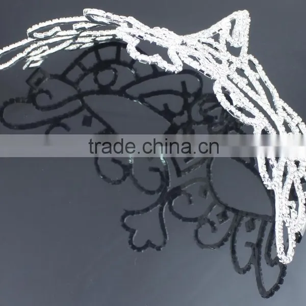 Unique Design Beautiful Silver Chaap Party Masks With Rhinestone H0805 photo-3