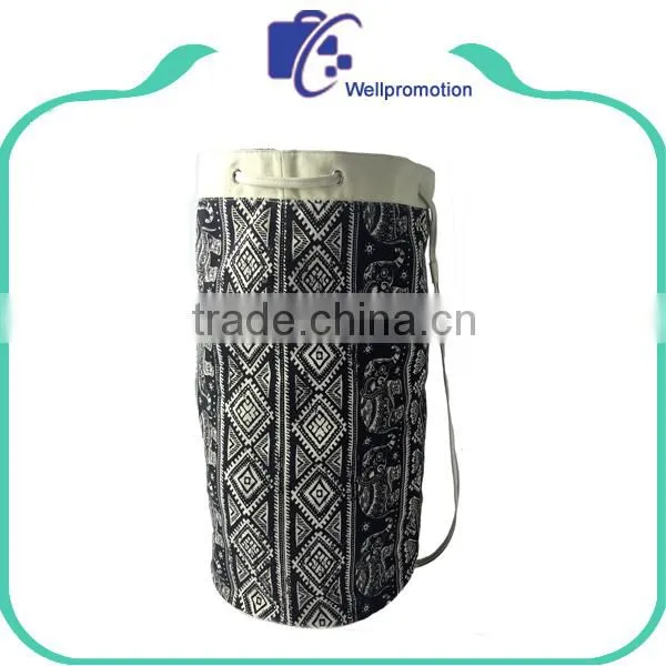 Ethnic Style 12oz Canvas Drawstring Round Backpack photo-3