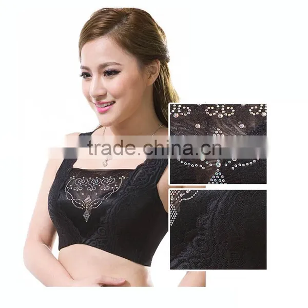 Rhinestone Decorated Full Coverage Thin Boob Tube Top Bras Women Luxury Lace Underwear Push up Cup C 34 36 38 40 Brassiere photo-2