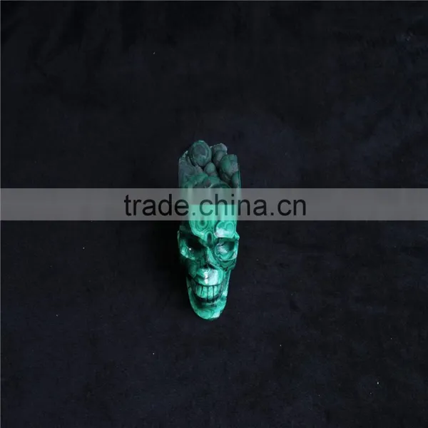 Wholesale Natural Malachite Crystal Stone Skull Handmade Carving photo-2