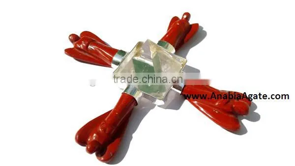 Red Jasper Angels Aagte Energy Generator With Crystal Quartz Pyramid photo-6