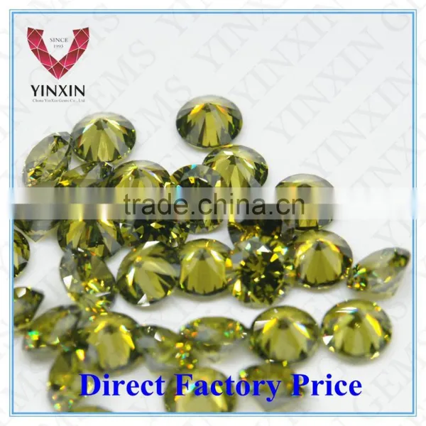 Brilliant Olive Green Cubic Zirconia Round 6.00mm CZ photo-3