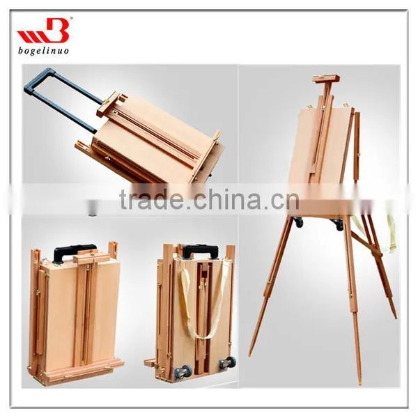 in Stock 82*106*140(183)cm Professional Wooden Sketch Box Easel With Hand Lever and Omni-directional Wheel photo-2