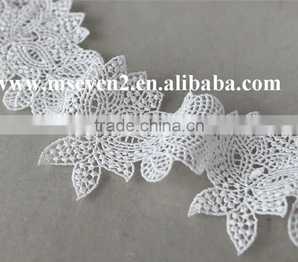 Reasonable Price Polyester Net Lace Trim ,rhinestone Lace Trim in White Non- Elastic Lace Trim for Clothing Making photo-4