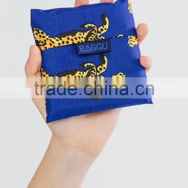 Assorted Color ECO Handle Grocery Trendy Sturdy Foldable Pocket Tote Bag Folded up and Stored in a Small Carrying Pouch photo-5