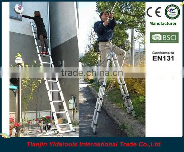 2x8 Steps 5m En131 Aluminum Folding Extension Portable Telescopic Ladder photo-2