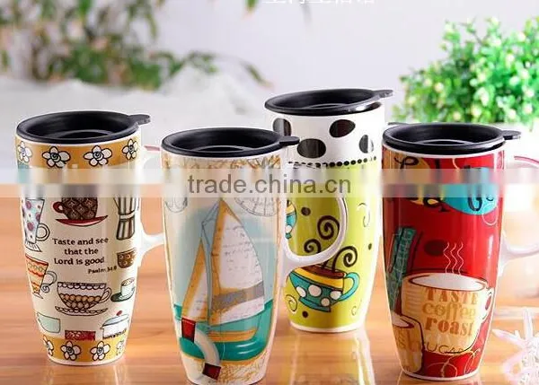 Custom Ceramic Couple Mug Cup With Lid photo-5