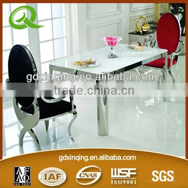 TH316 Modern Stainless Steel Dining Table With Tempered Glass Top photo-5