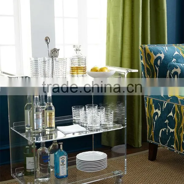 China Wholesale Acrylic Plexiglass Food Serving Trolley photo-2
