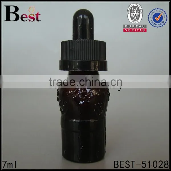 7ml Cosmetic Serum Dark Black Glass Dropper Bottle With Special Design photo-3