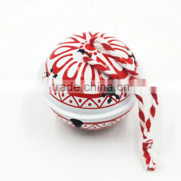 NEW Design 2017 Red White Snow Flower Holiday Tree Hanging Ornament Christmas Decorative Metal Bell photo-3