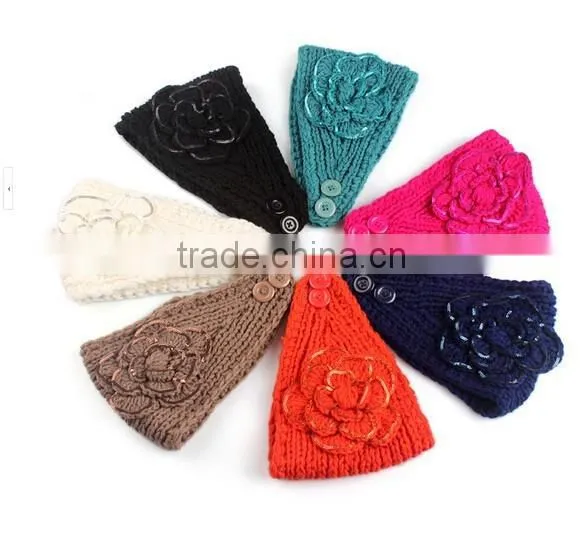 2014 Fahion White Knit Flower Head Wrap photo-2