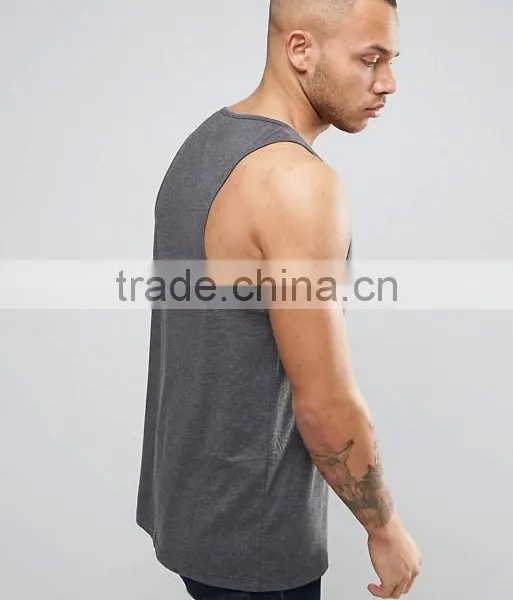 2017 Cheapest High Quality New Design Custom Dark Grey Color Gym Wear Comfortable 100% Polyester Fashion Men's Sport Vest photo-2