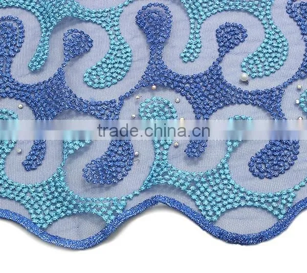 100% High Quality African Guangzhou Lace Fabric Tulle Lace Fabric Multi Color photo-5