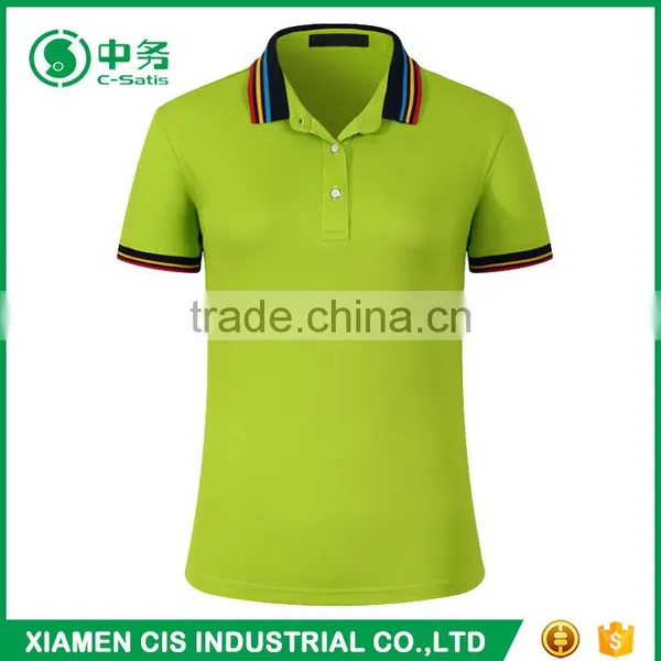 2017 Hot Sale Color Combination Collar Design Women Short Sleeve Blank Polo Shirts photo-3