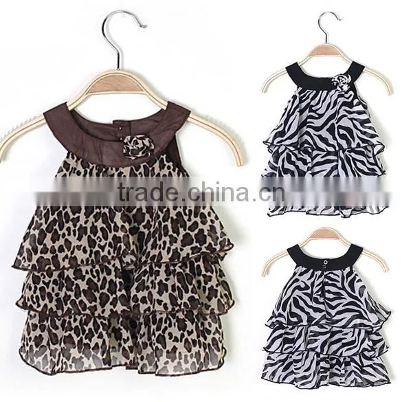 Summer Baby Girl Chiffon Leopard/Zebra Sleeveless Party Birthday Gift Dress SV002245
