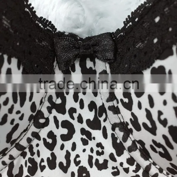 Mature Women Underwear Body Suit Corset Leopard Prints G-string Set OEM photo-4