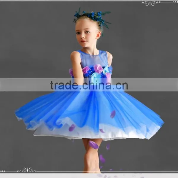 2016 New Blue Princess Dress For Little Girl Adorable Girl Party Dress Cute Kids Wear GD90427-9 photo-2