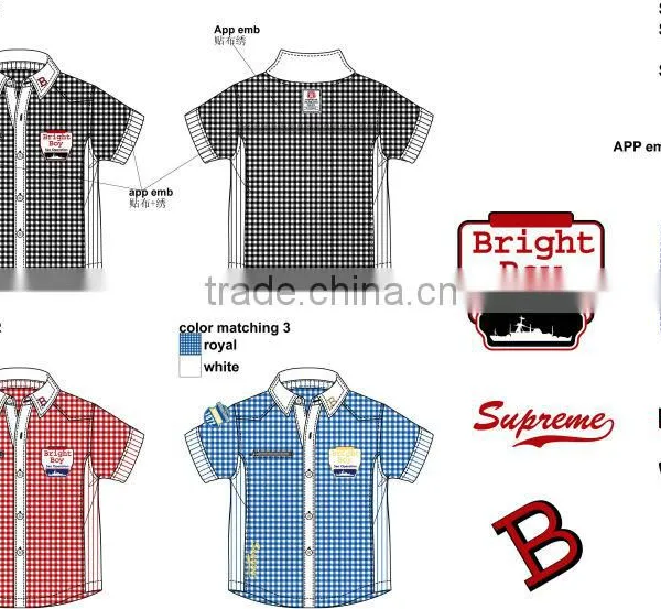 Custom Child Boys Shirt Summer Check Designs Small Boys Stylish Shirt photo-2