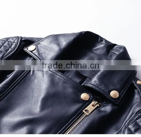 2017 Latest Designs Lady Casual Fashion Women Leather Motorcycle Jacket for Wholesale photo-5
