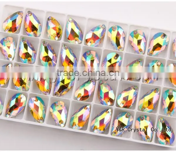 CitrineAB Color Drop Crystal Sew on Rhinestone Beads photo-4