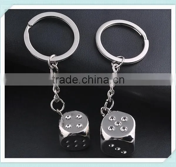 3D Dice Keychains Novelty Metal Keyrings Gifts