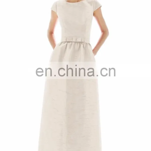 Fancy Cap Sleeve Full Length Evening Gown With V-back photo-3