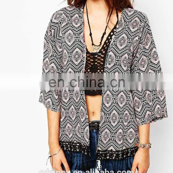 2015 New Arrival Ladies Crochet Hem Kimono photo-5