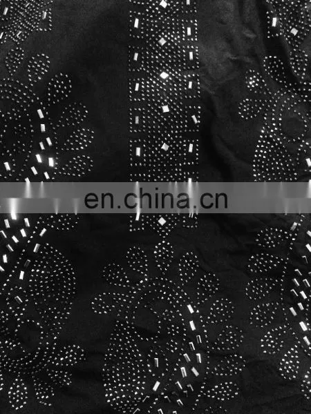 Women's Black Colour Lycra (Stretchable) Velvet Burkha With Black & Silver Stone Work & Stone Work On Dupatta (dubai Abaya2017) photo-3