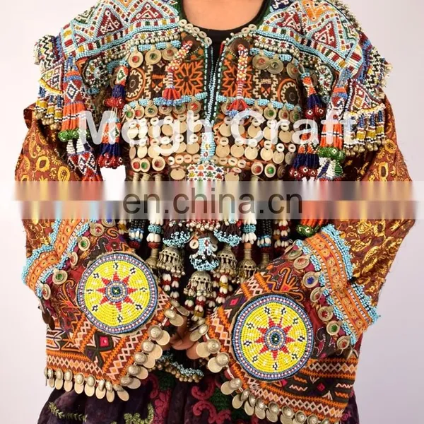 Handmade Balochi Coins Dress-Kuchi Vintage Tribal Dress -Kohistani Ethnic Costume Dress With Tassels photo-6