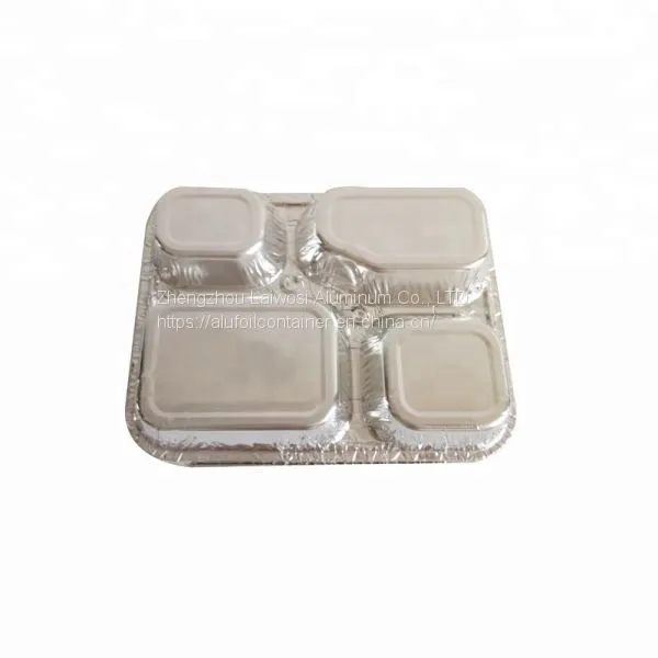 Food Lunch Box 4 Compartment Rectangular Disposable Aluminum Foil Container photo-2