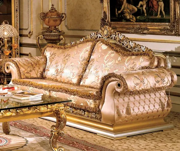OE-FASHION Luxury Furniture Living Room Sofa Set, Wood Carving 7 Seater Sofa Set Designs