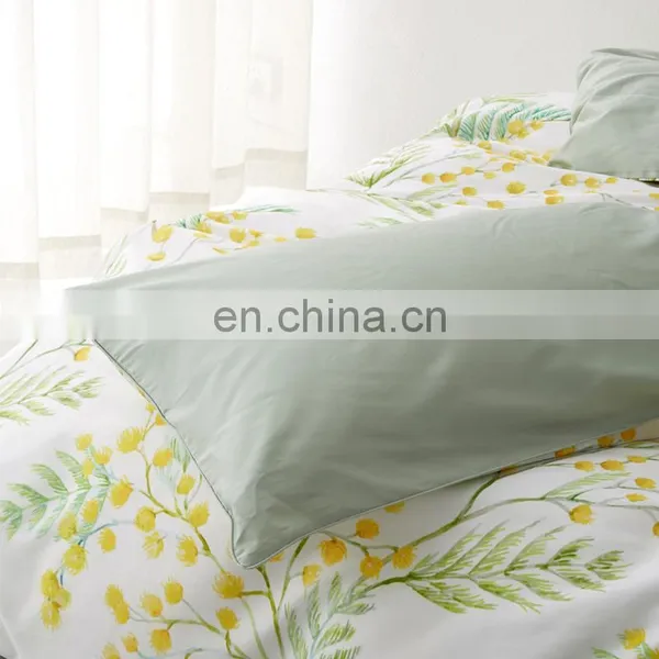 RawHouse Home Textile Plant Yellow Flower Print Cotton Bedding Set photo-5