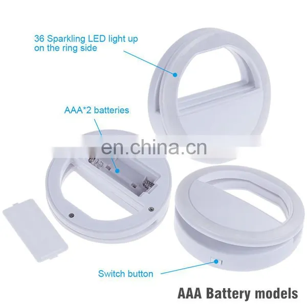 DSY Rechargeable USB Battery Four Colors Clip on Selfie Ring Fill Light With 36 LED for Smart Phone Camera Round Shape photo-5