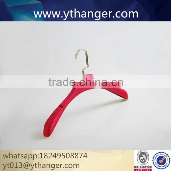 CY-611 Custom Brand Logo Flocking Coat Plastic Hanger Clothes Velvet Plastic Hanger photo-3