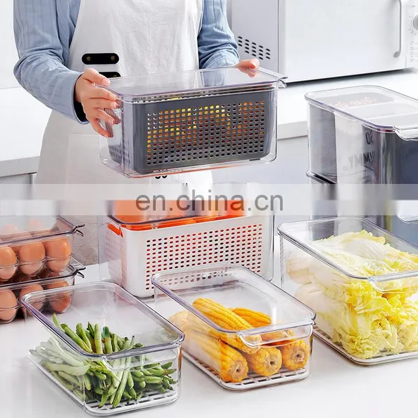 Amazon Hot Fridge Organizers Set Storage Clear Box Bins Bpa Free PET Plastic Food Container Kitchen Storage Organizer With Lid