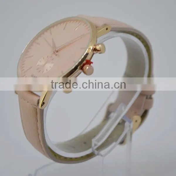 2016 Vogue Womens Watches Leather Strap Casual Life Style Rose Gold Plated Quartz Classic Style photo-3