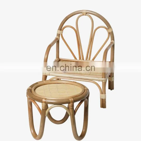 Hot Sale Wicker Vintage Chair Rattan Chair Table for Doll Retro Boho Child Toy Vietnam Manufacturer Cheap Wholesale