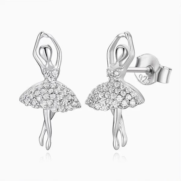 Shining Star Jewelry Dancing Girl Sterling Silver Stud Earrings Jewelry Women photo-4