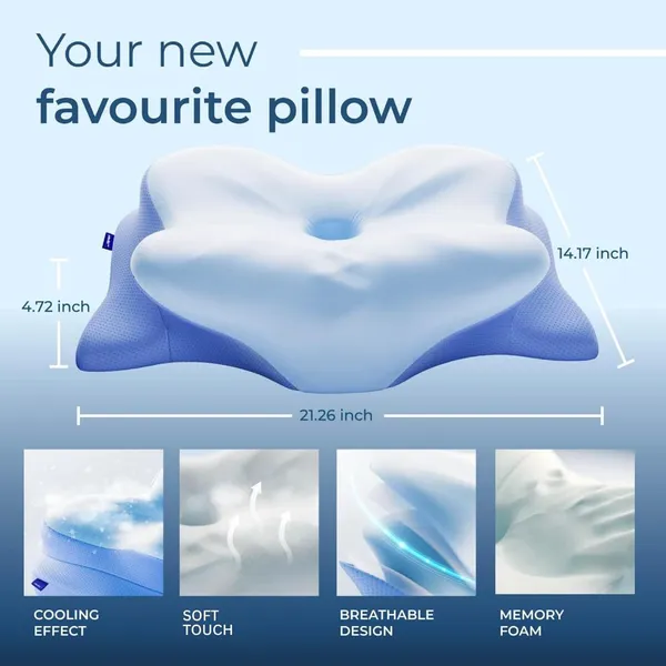 Derila Ergo Cervical Neck Pillow for Sleeping Pillow Contour Memory Foam Pillows for Back, Side Sleeper Pillows photo-3